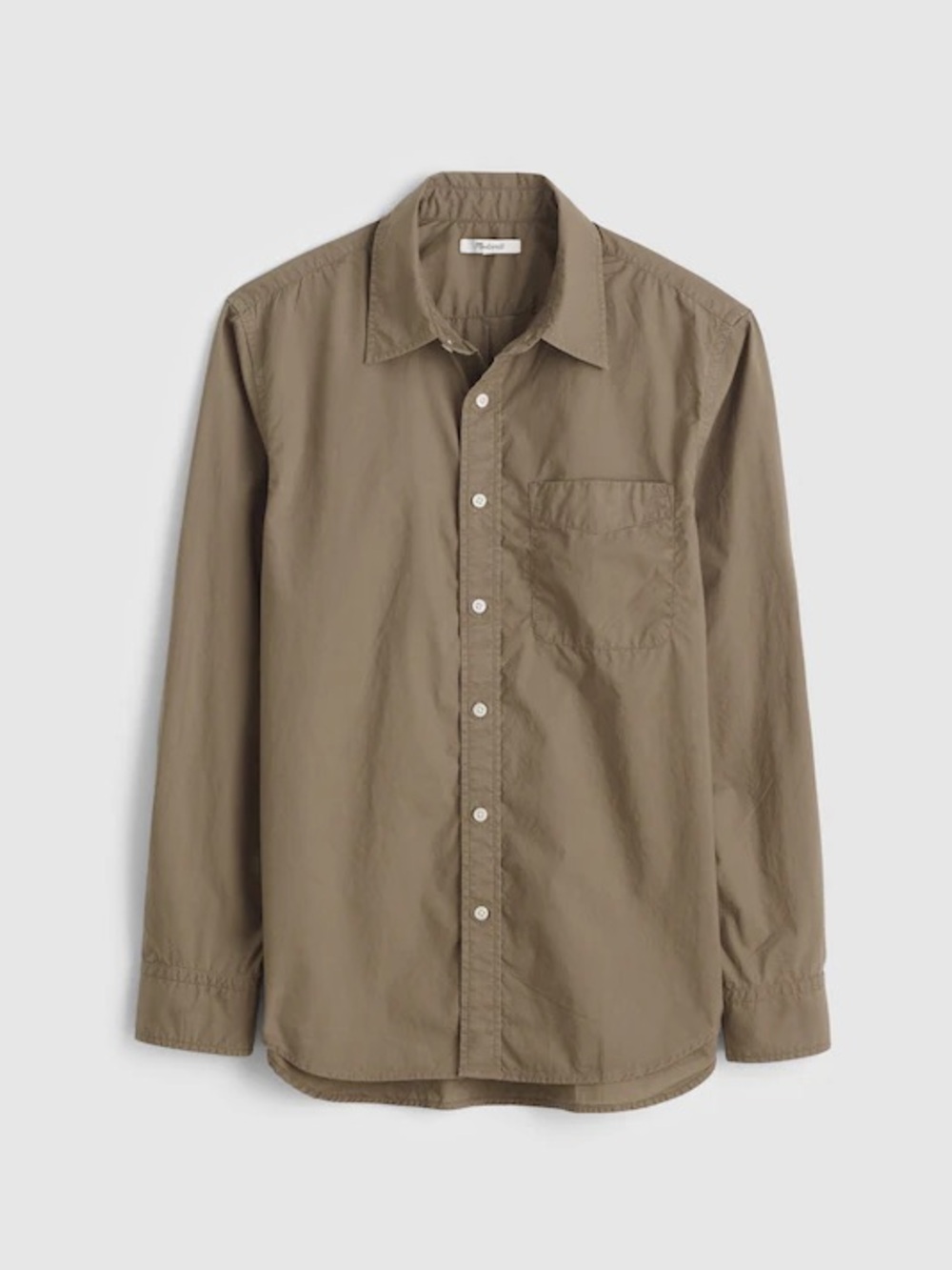 Madewell Button-Up Shirt in Crisp Poplin in Dark Driftwood Size S NWT $118 NZ218